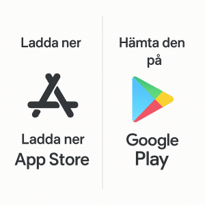Bild som visar App Store och Google Play logotyper