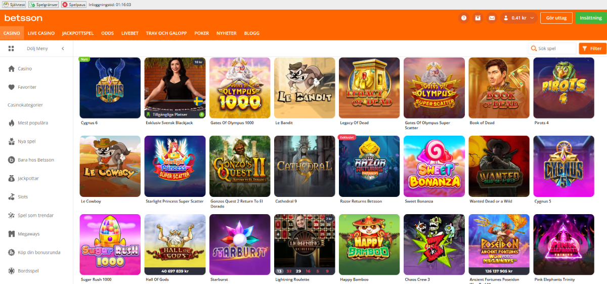 bild som visar slots hos betsson