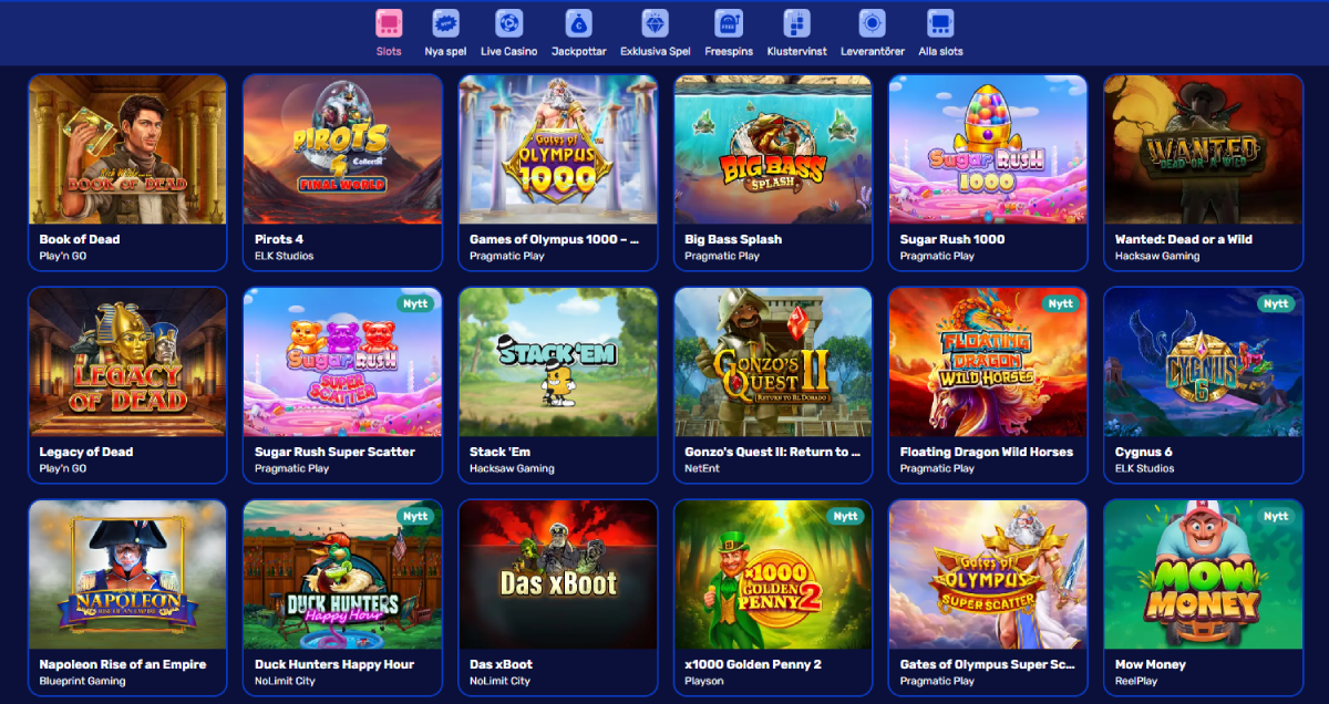 bild som visar en samling slots hos otto casino